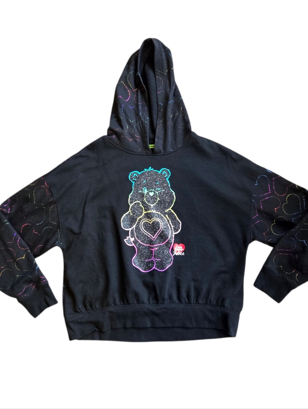 Justice X Care Bears Hoodie Sweatshirt Girls Youth Kids XL PLUS 16-18 P Black
